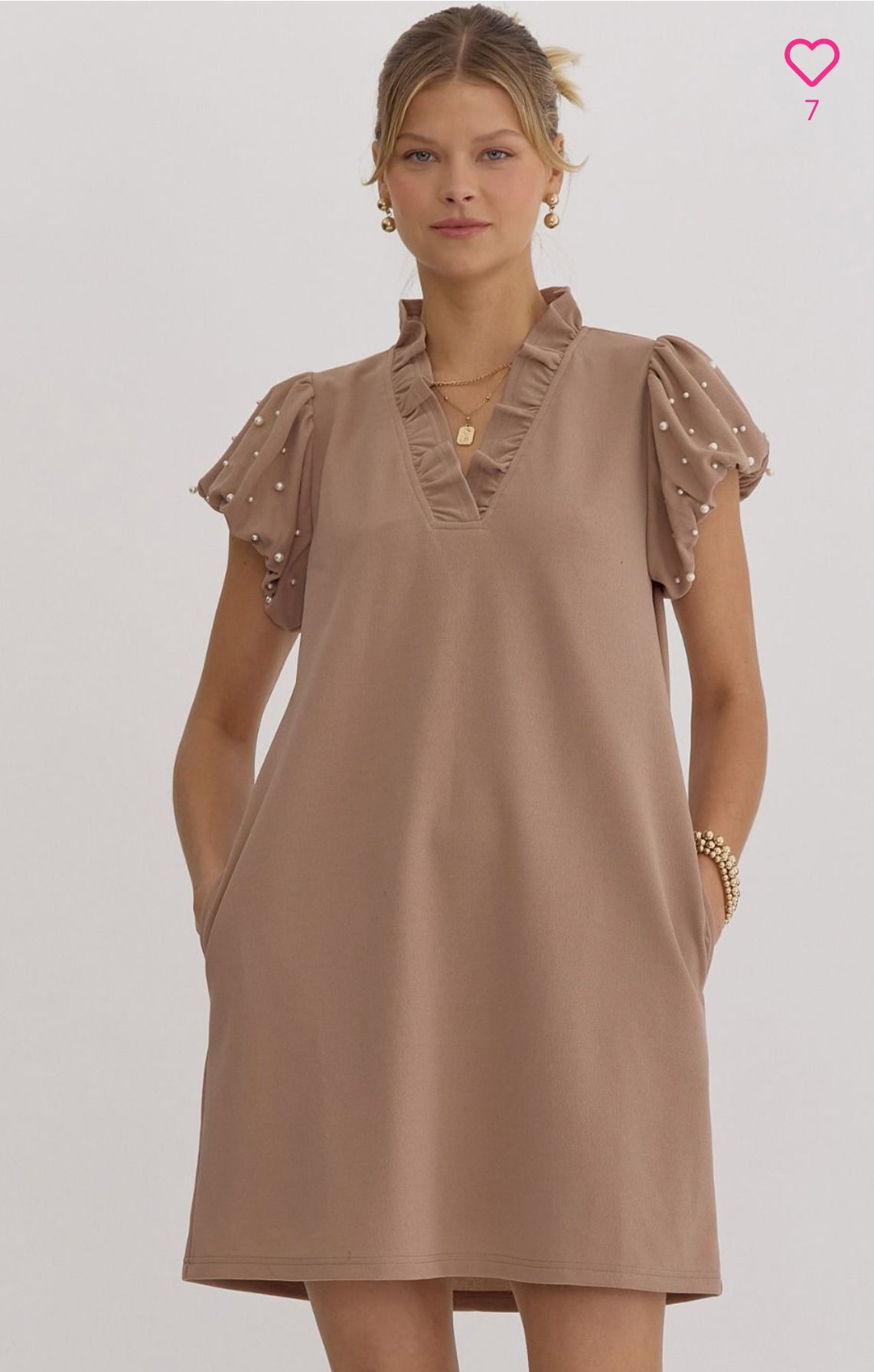 MOCHA PEARL SLV DRESS