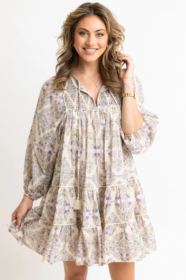 LAVENDER BOHO FLORAL TIER DRESS-FINAL SALE