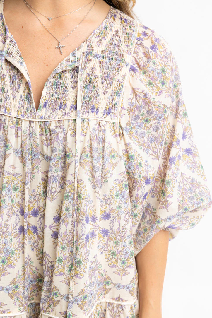 LAVENDER BOHO FLORAL TIER DRESS-FINAL SALE