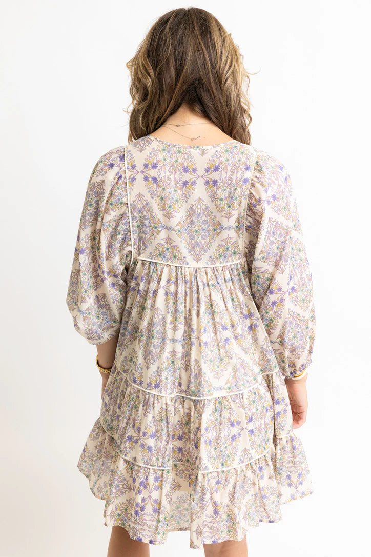 LAVENDER BOHO FLORAL TIER DRESS-FINAL SALE