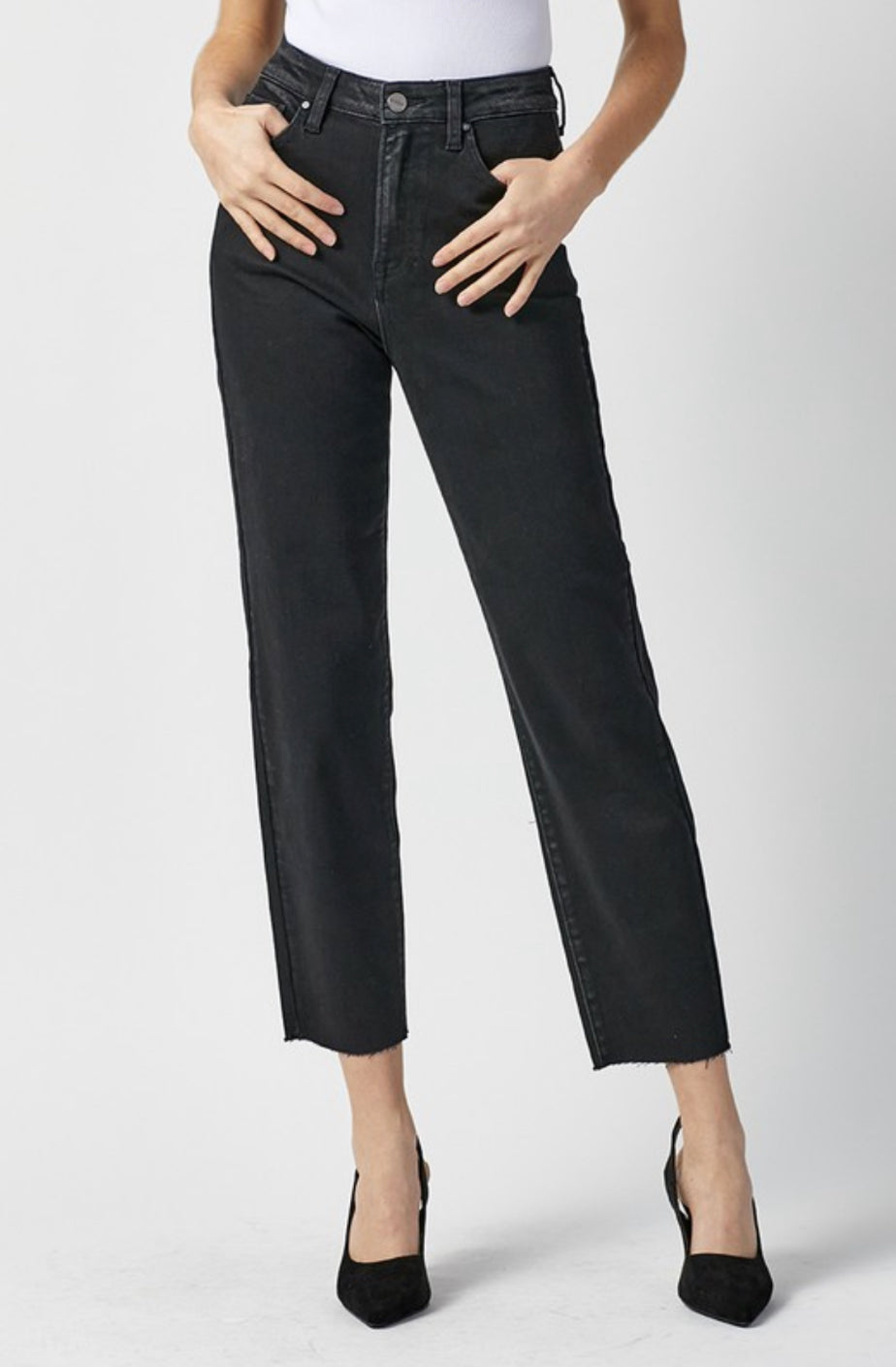 HEATHER BLACK WASH BOYFRIEND DENIM