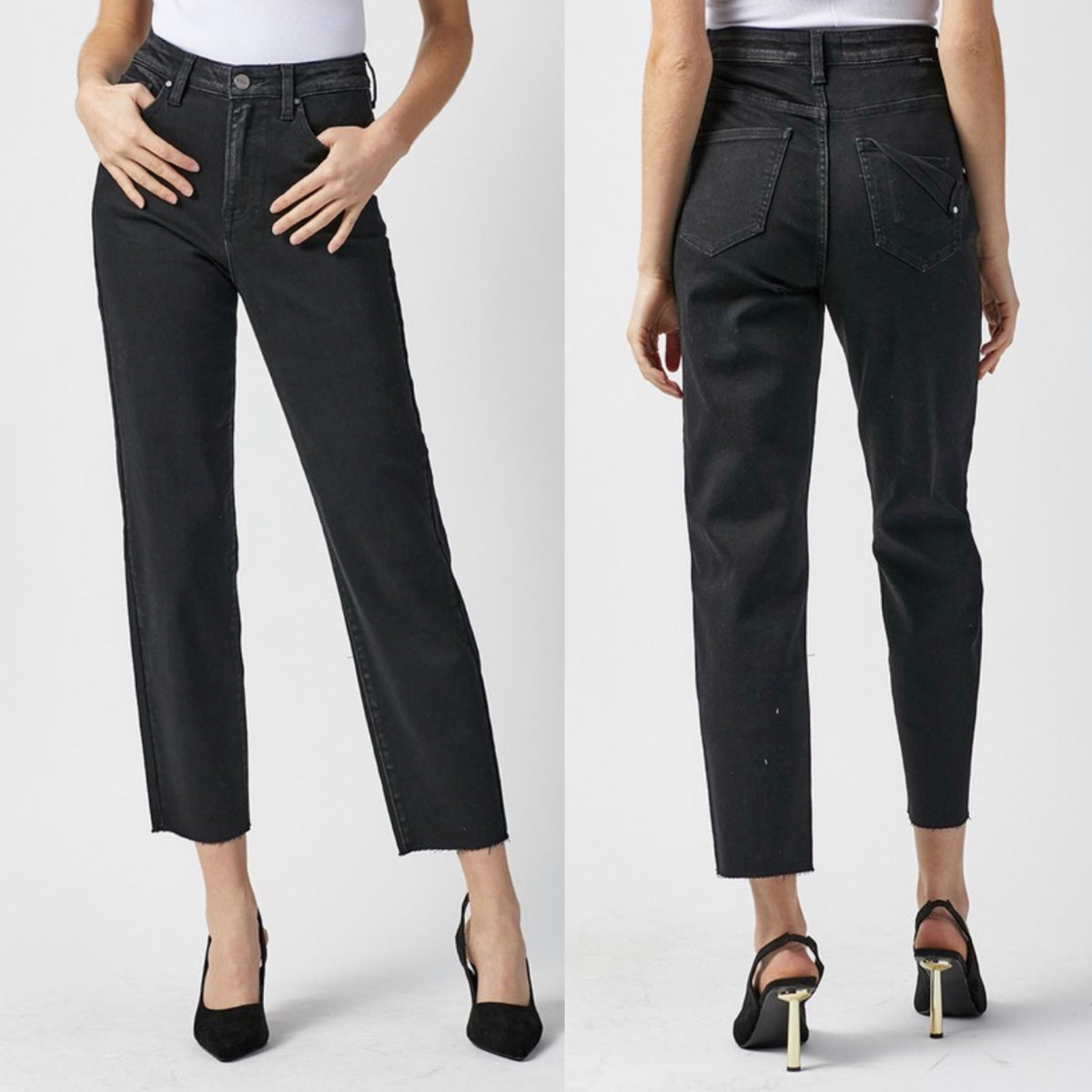 HEATHER BLACK WASH BOYFRIEND DENIM