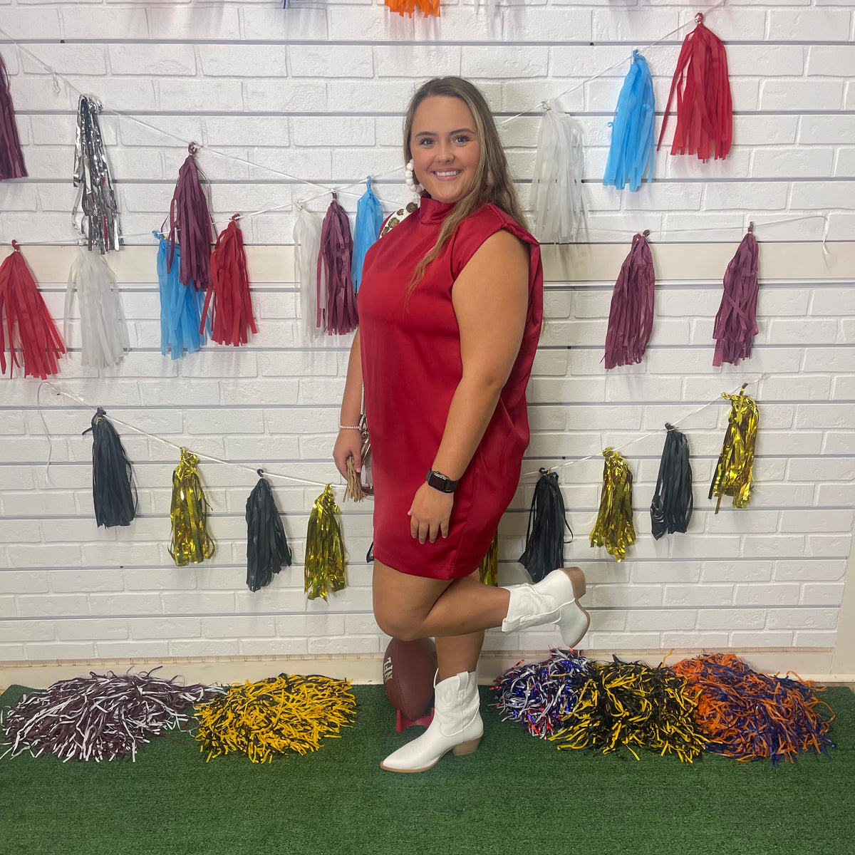 GABRIELLE SATIN RED DRESS