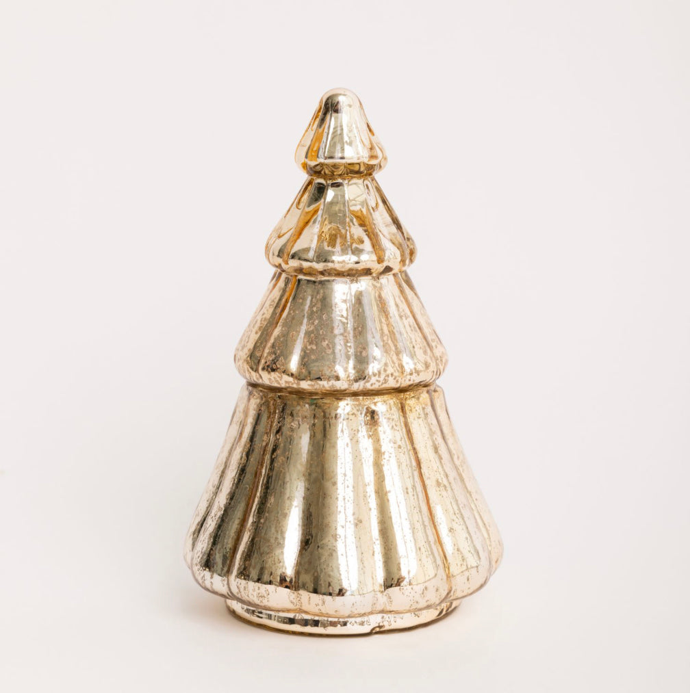 GOLD CHRISTMAS TREE GLASS CANDLE