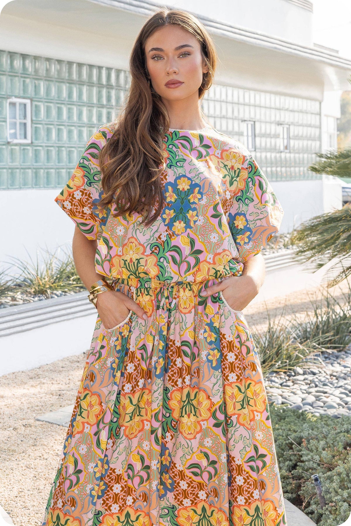 FLORAL CROCHET TRIM MID SKIRT SET