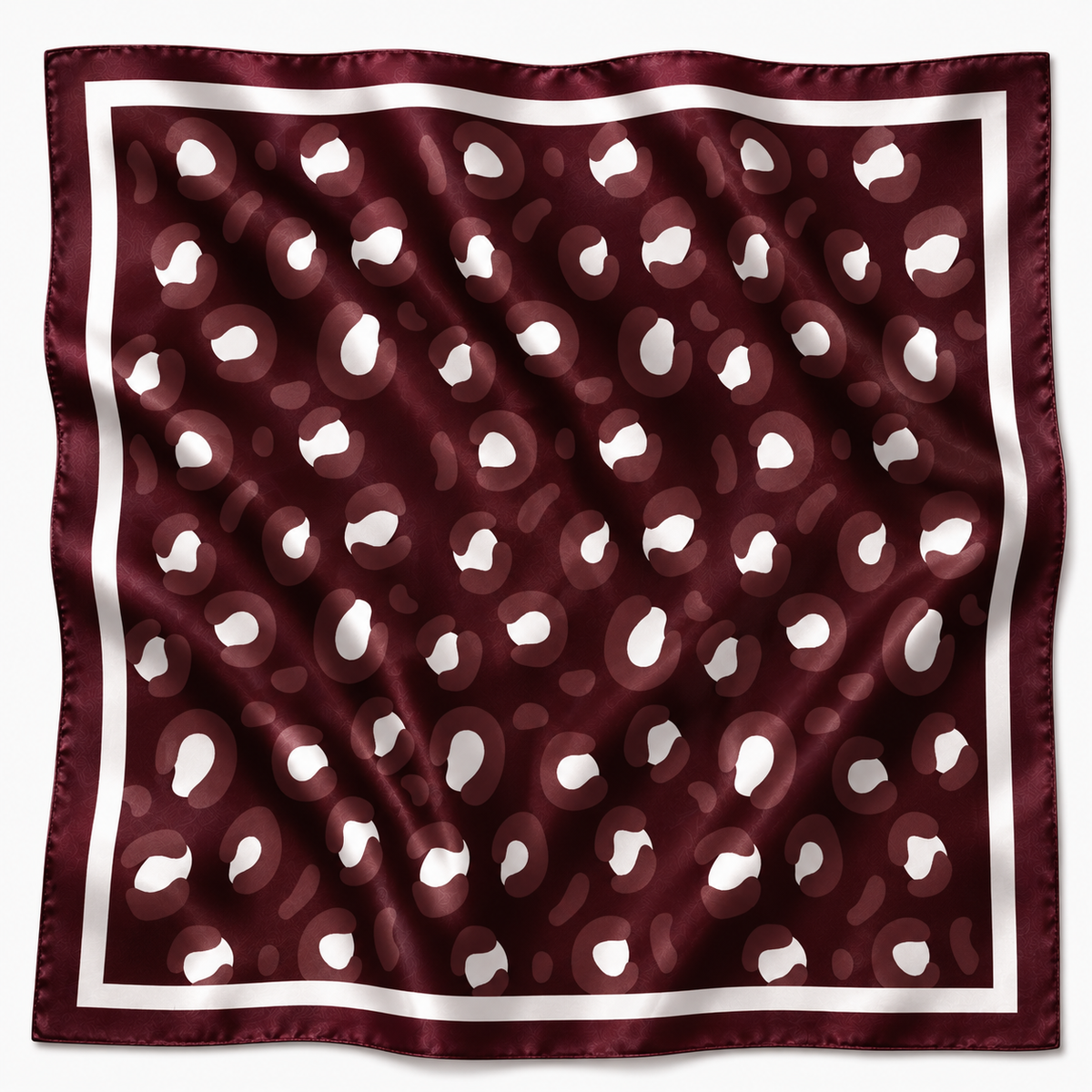 MAROON & WHITE LEOPARD BANDANA SCARF