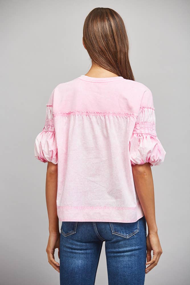 PRETTY IN PINK PUFF SLV TOP