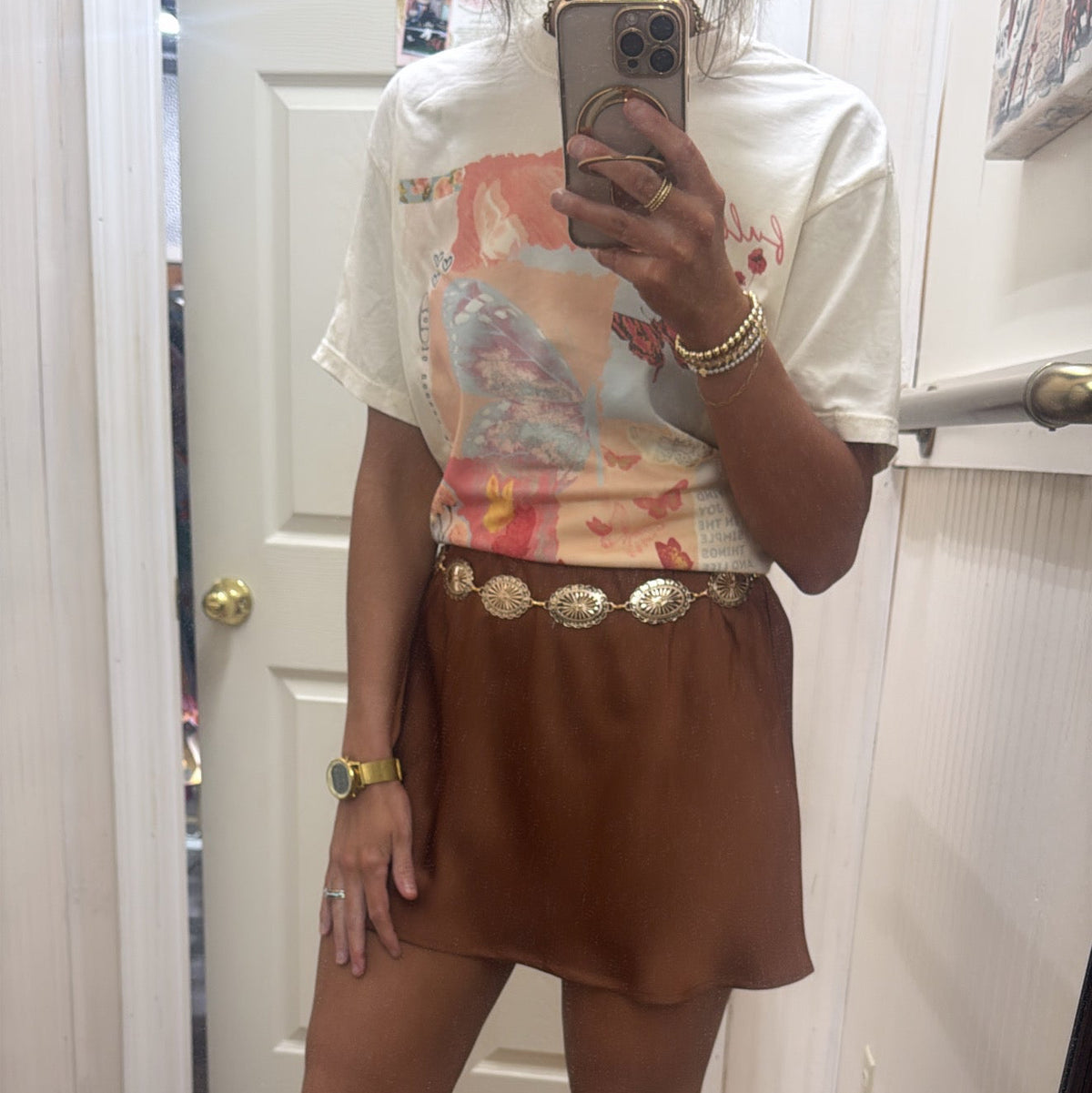 CINNAMON SATIN MINI SKORT