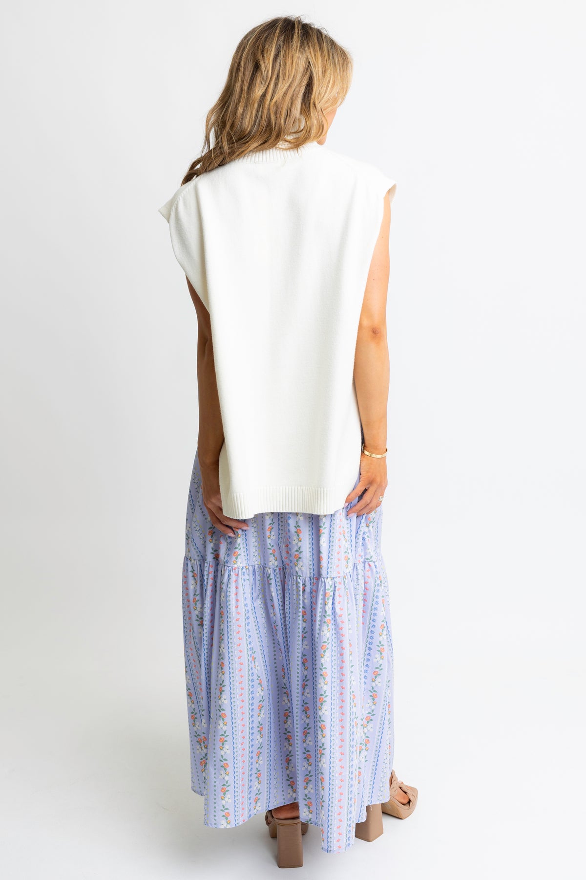 PERIWINKLE FLORAL VINE MAXI SKIRT