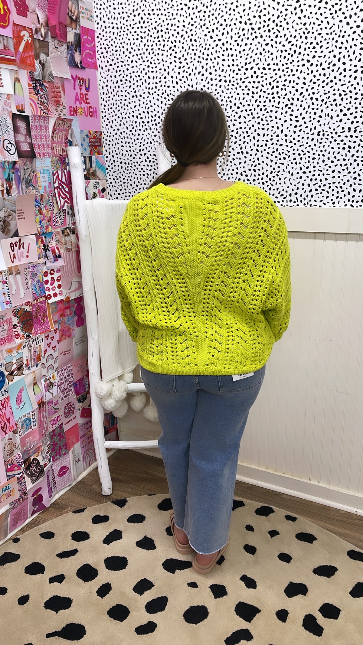 CHARTREUSE CROCHET KNITTED TOP