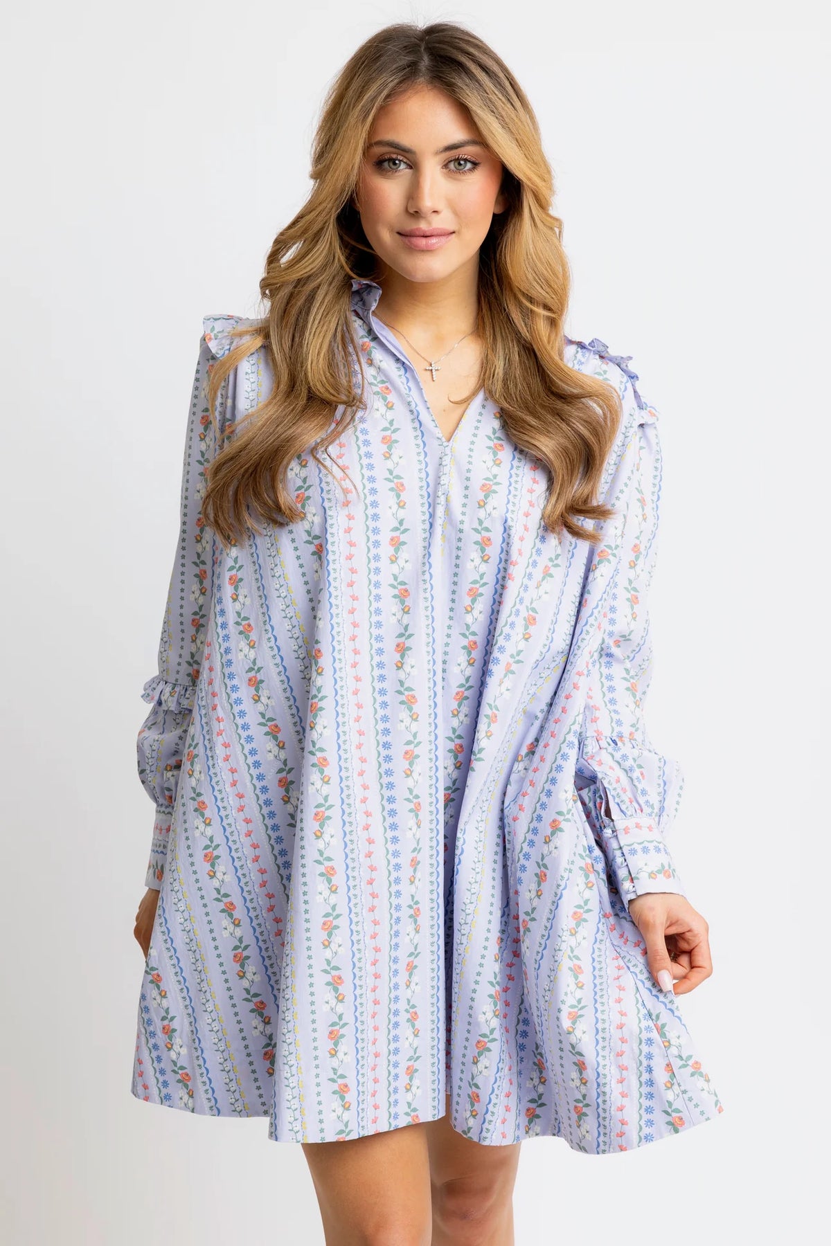 FRENCH FLORAL VINE RUFFLE DRESS