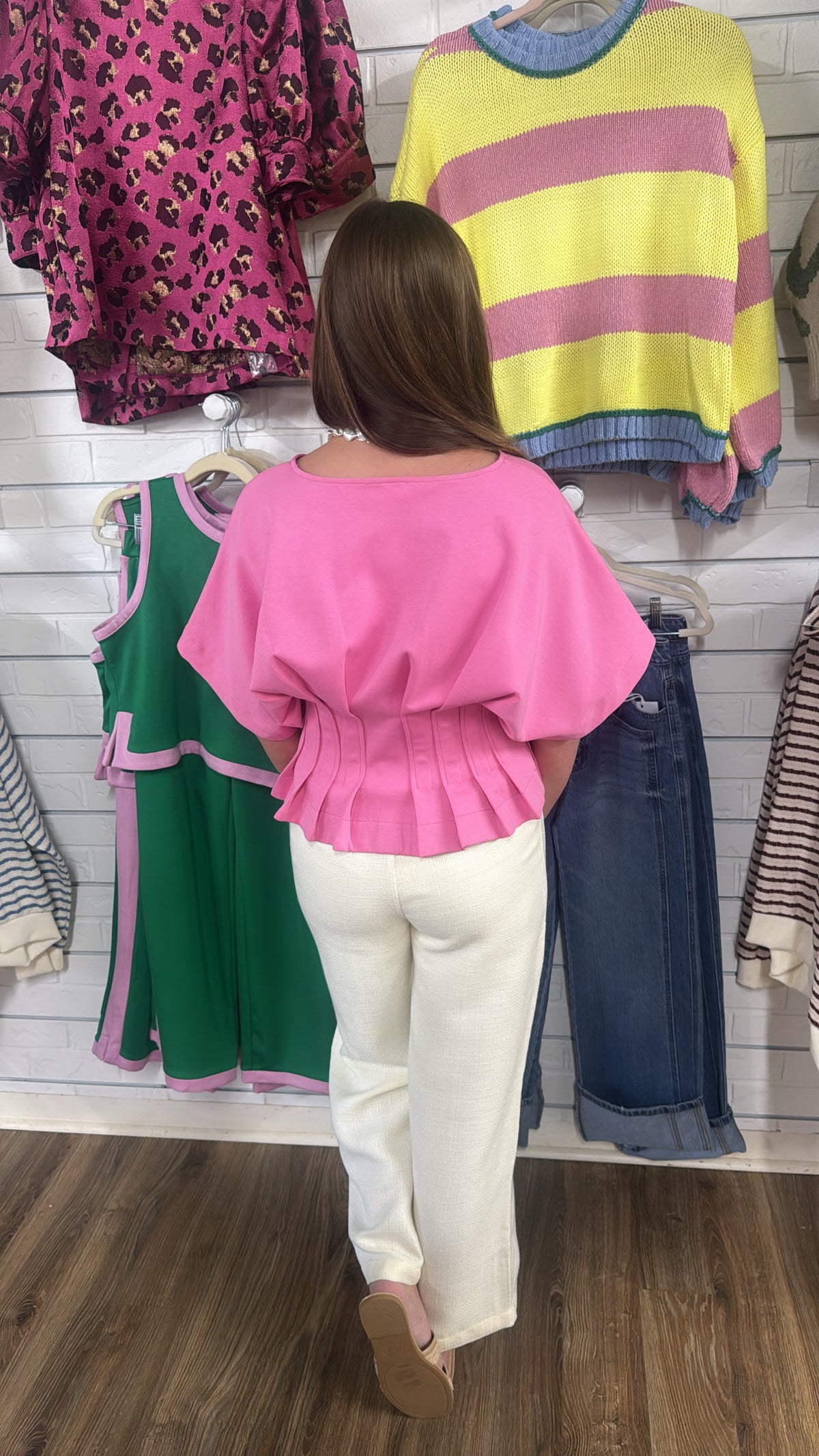 PINK PLEATED DOLMAN TOP