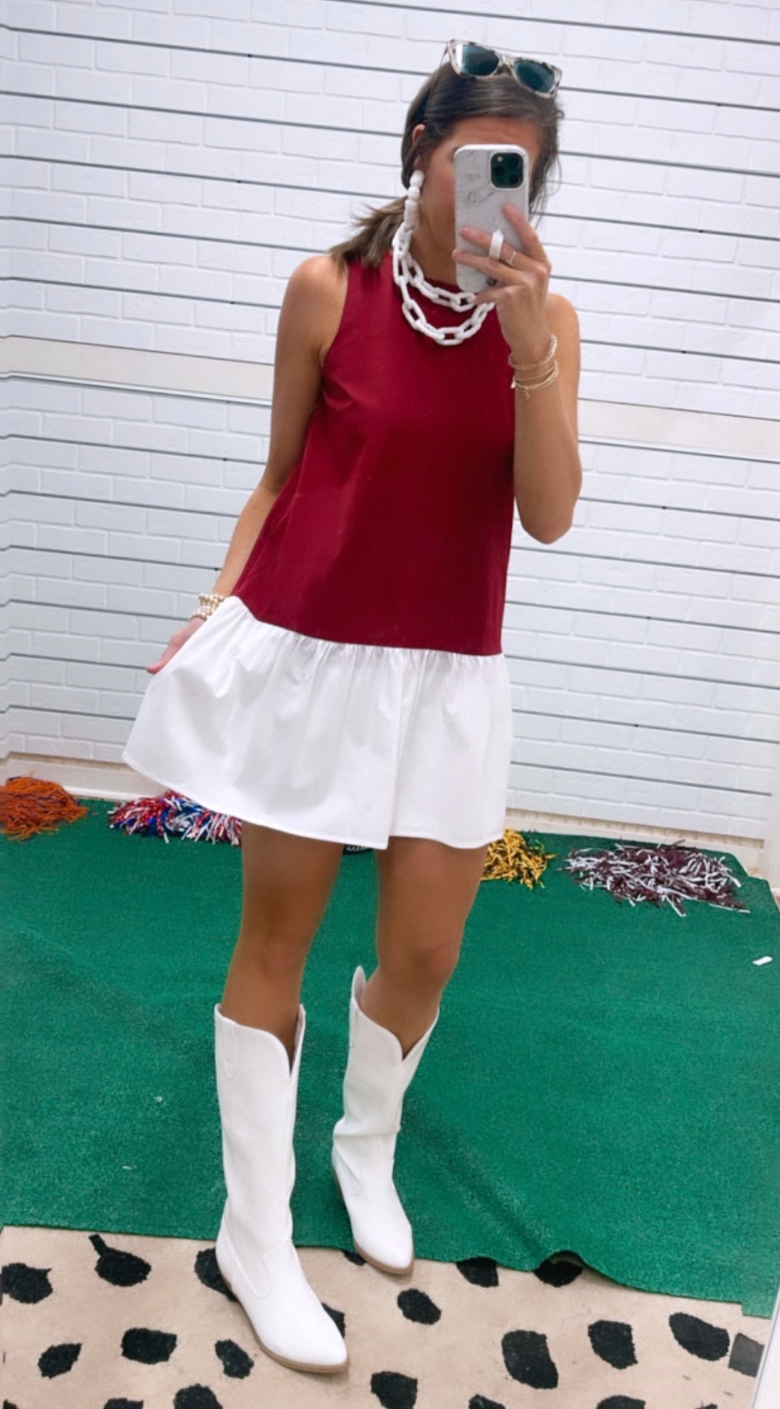 COLOR-BLOCK DROP WAIST DRESS