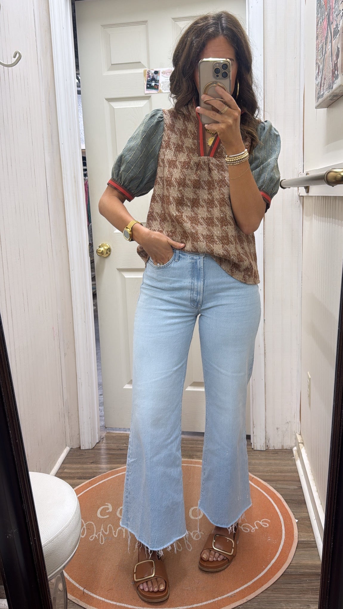 RUST DENIM TWEED TOP