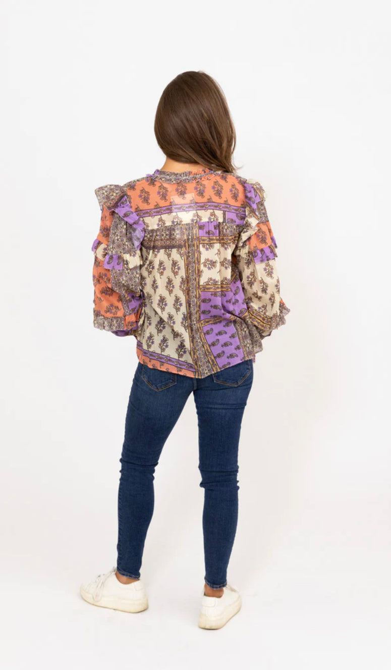 PURPLE FLORAL BOHO TOP