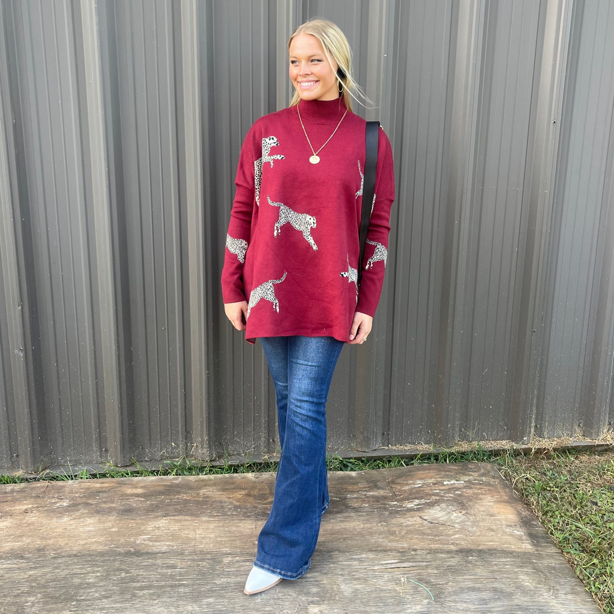 BURGUNDY CHEETAH SWEATER