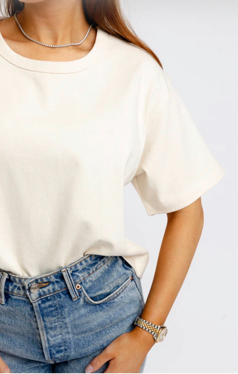 OATMEAL KNIT CREW TEE