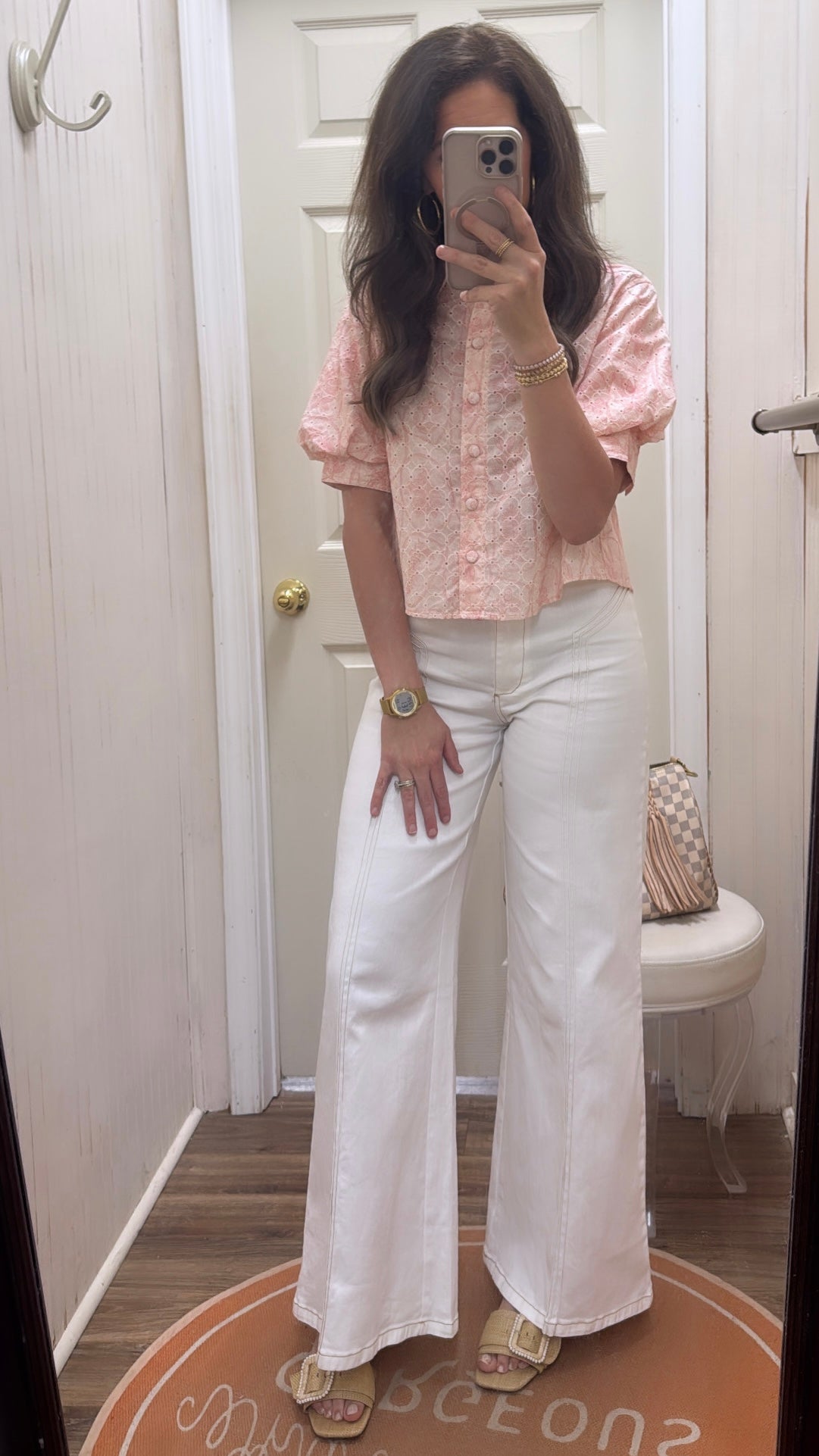 EYELIT BUTTON PUFF SLV TOP