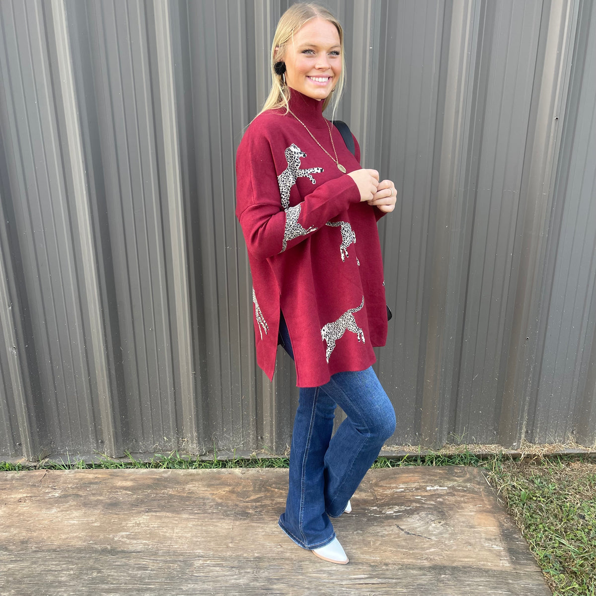 BURGUNDY CHEETAH SWEATER