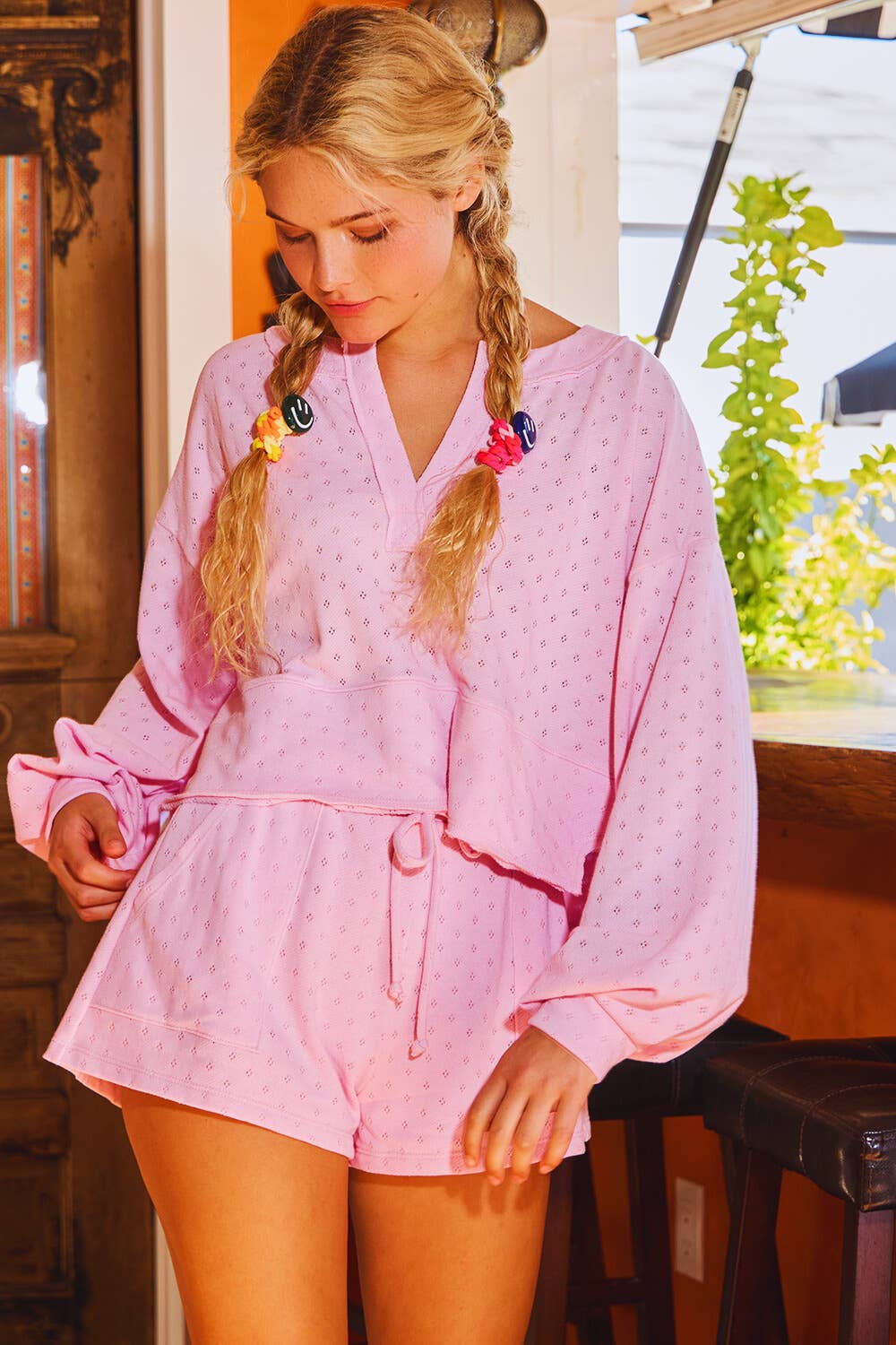PINK DRAWSTRAW SHORTS WITH BIG POCKETS
