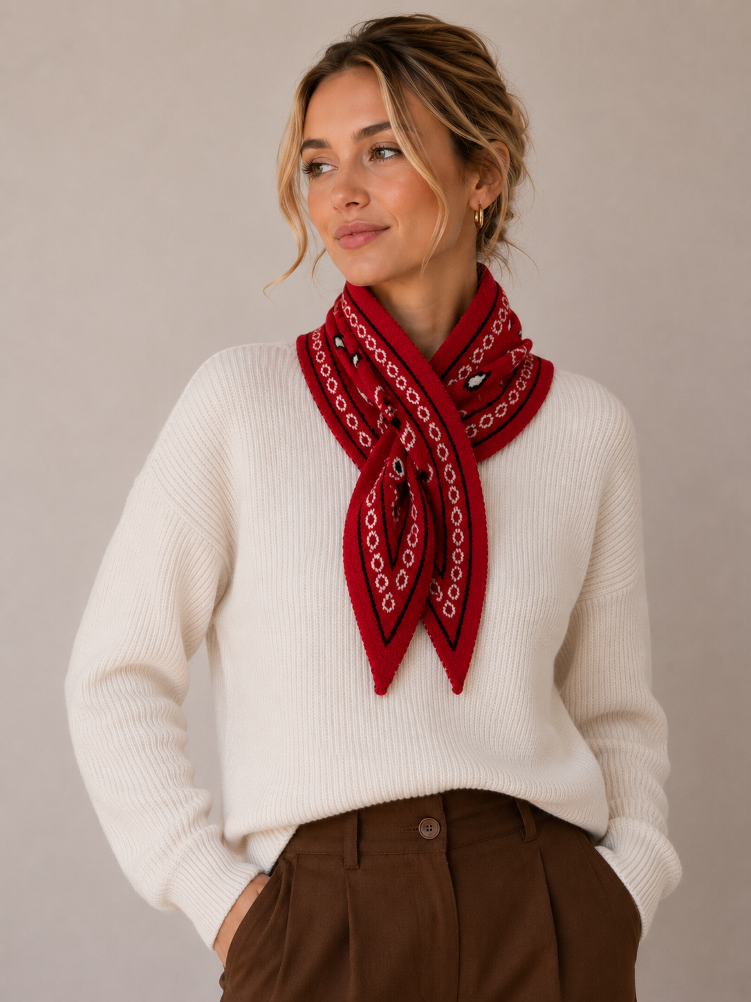 COZY KNIT BANDANA SCARF