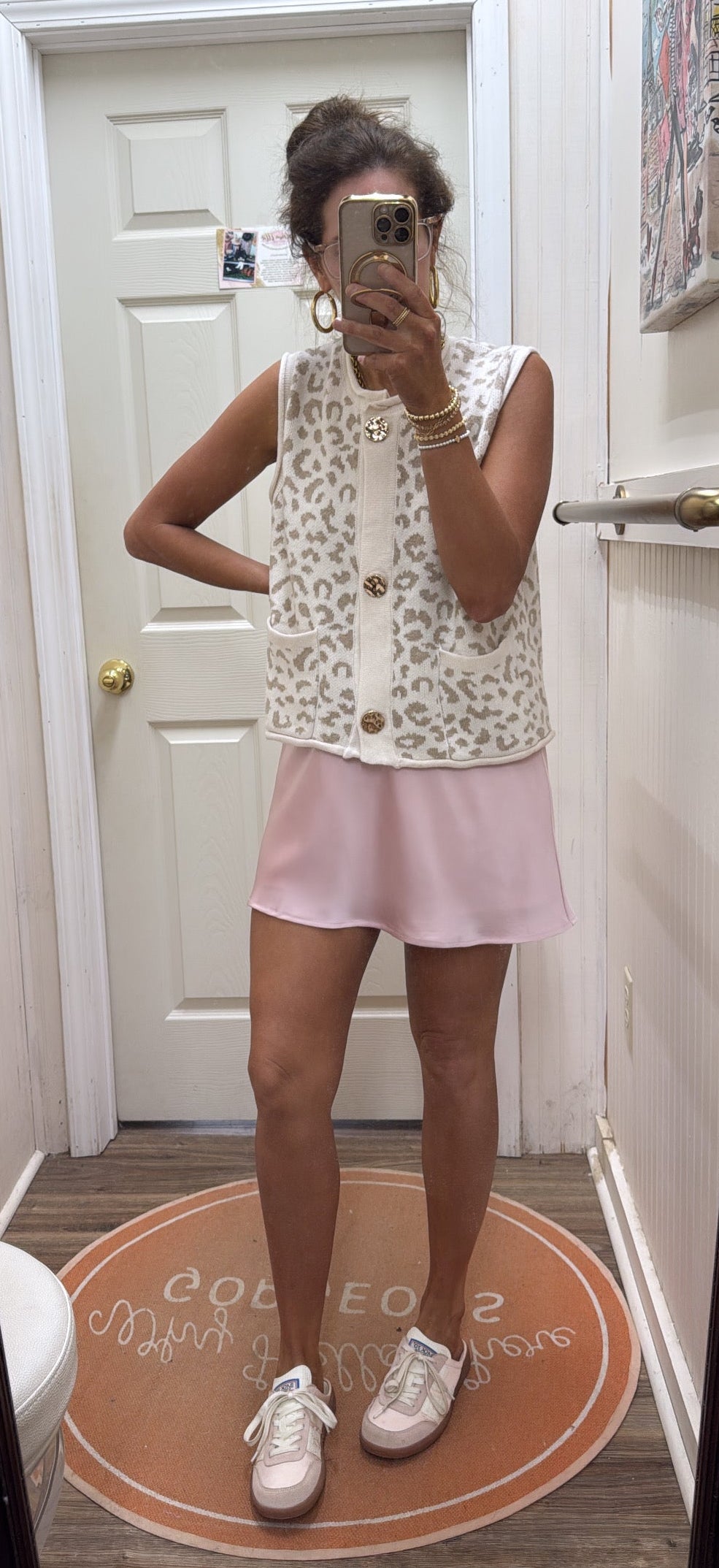 CREAM LEOPARD SWEATER VEST