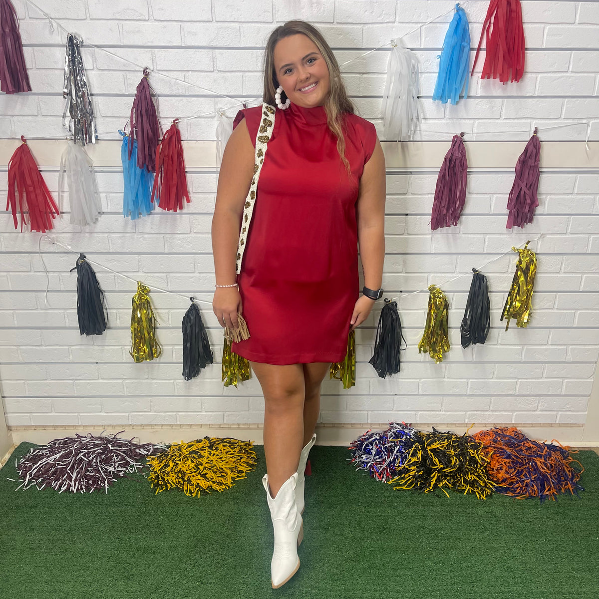 GABRIELLE SATIN RED DRESS