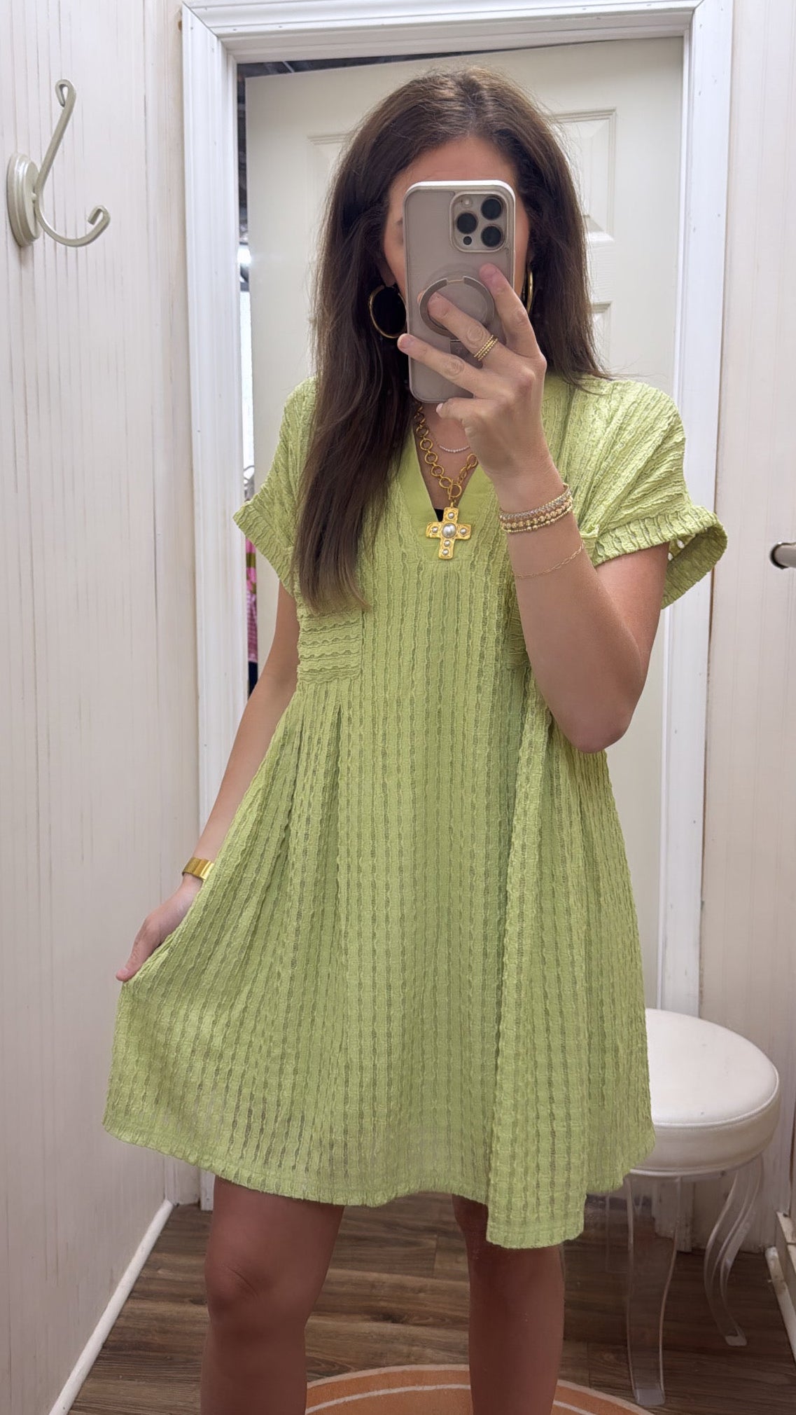 TEXTURE PLEATED POCKET DRESS