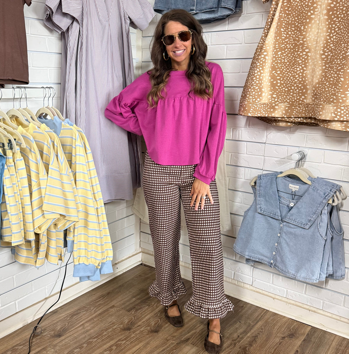 BERRY LONG SLV PULLOVER TOP