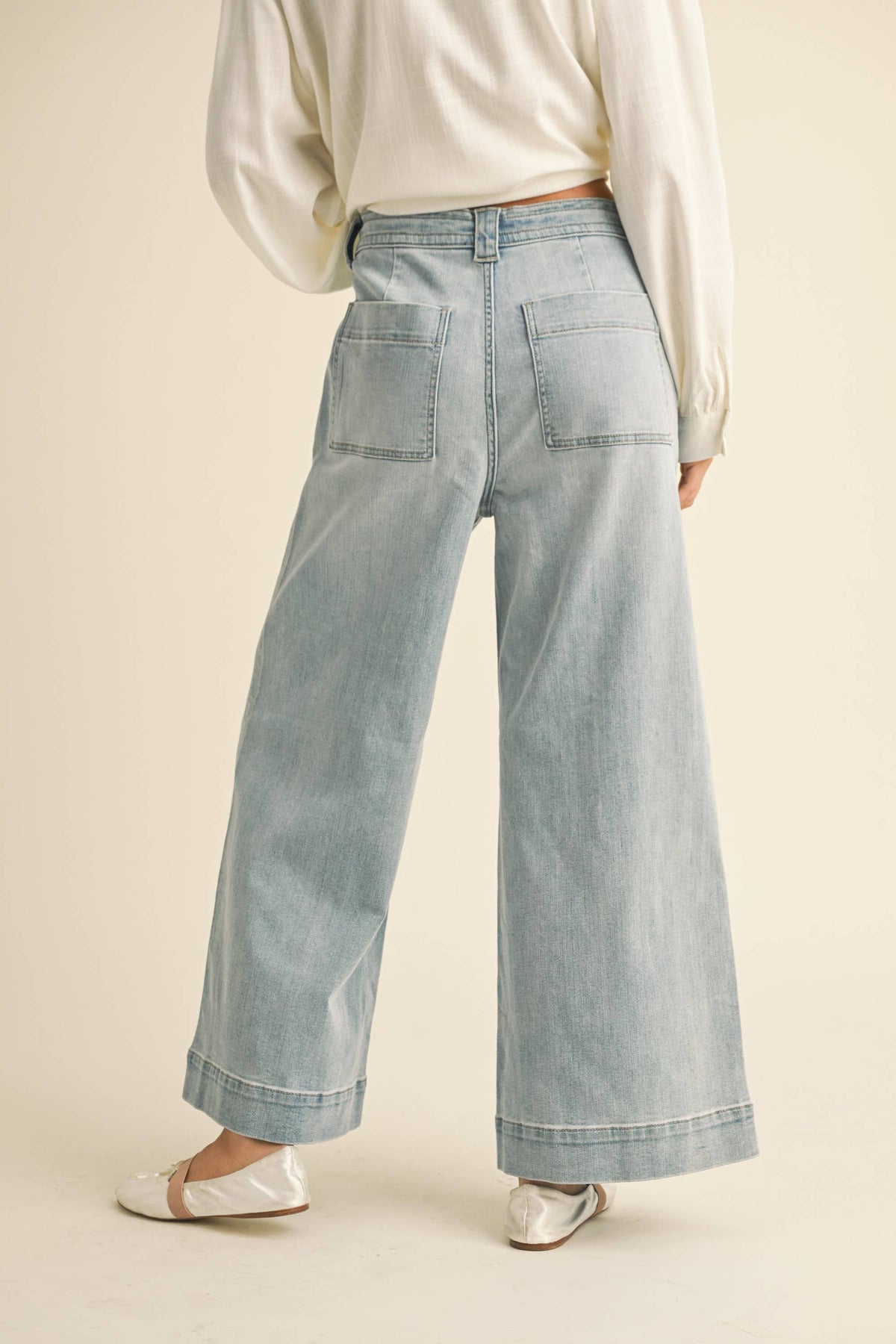 DENIM WASHED TIE FRONT