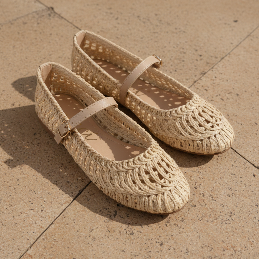 SUSAN WOVEN DESIGNED MARY JANE FLAT