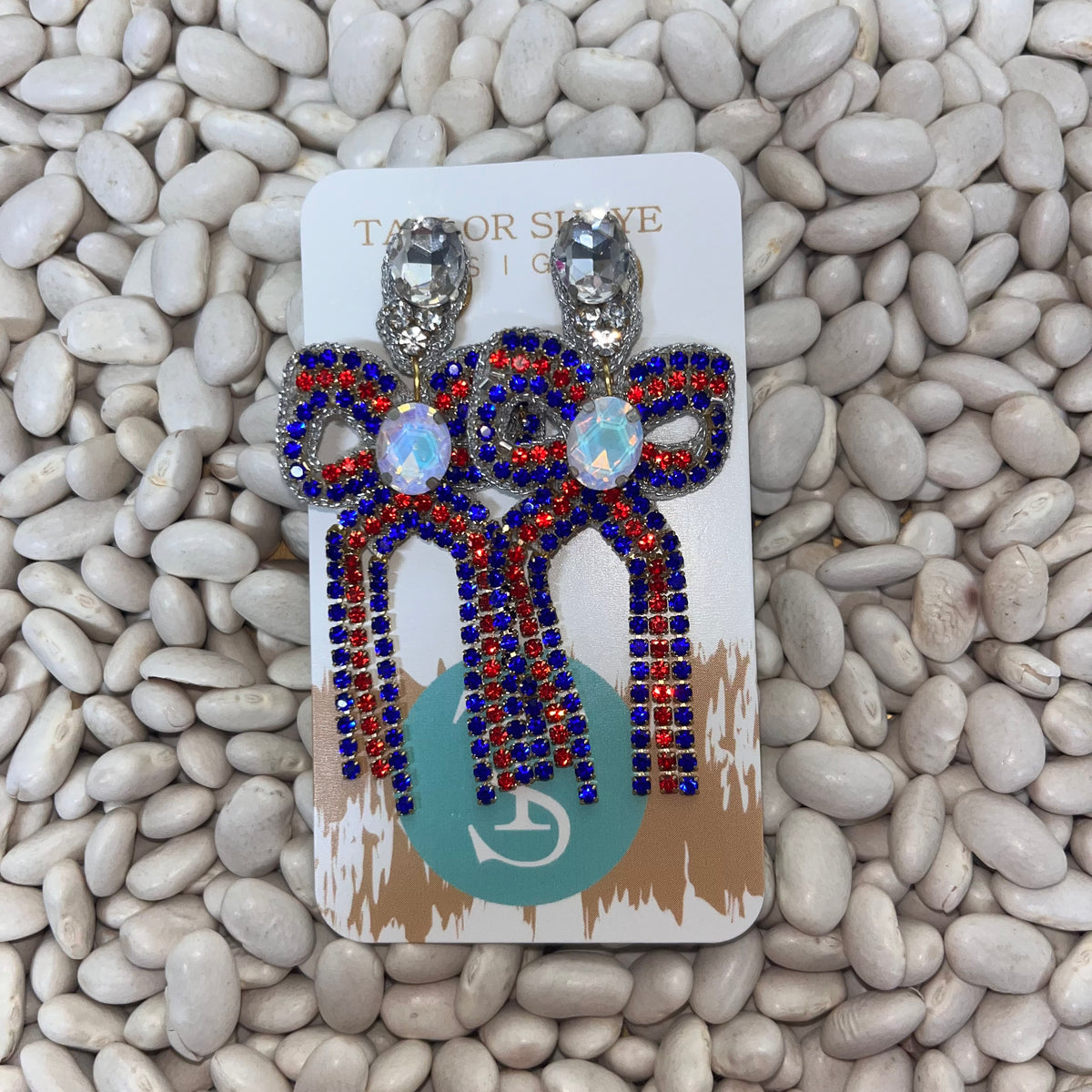 PATRIOTIC GLAM BOW EARRINGS