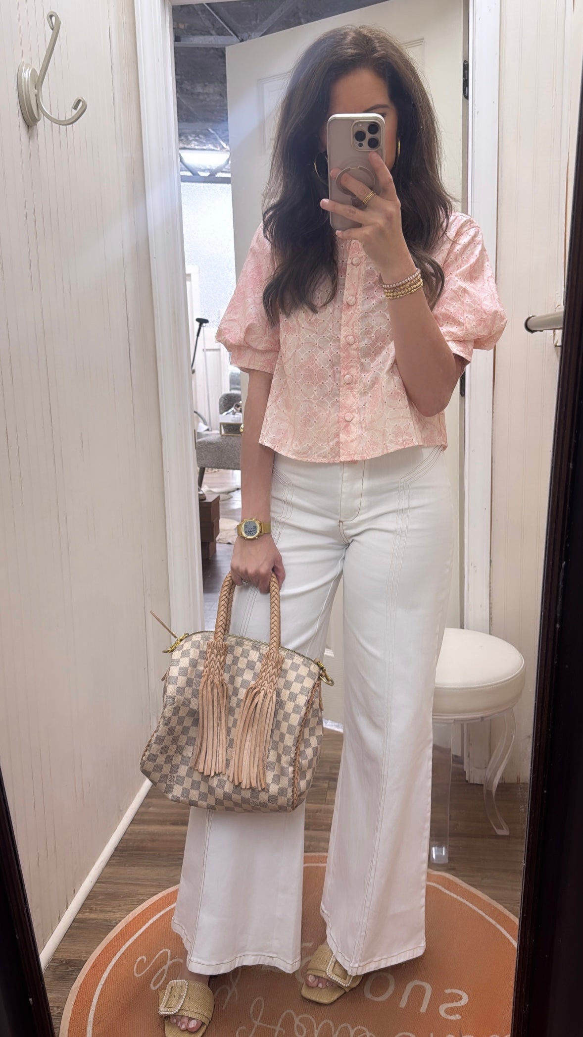 EYELIT BUTTON PUFF SLV TOP
