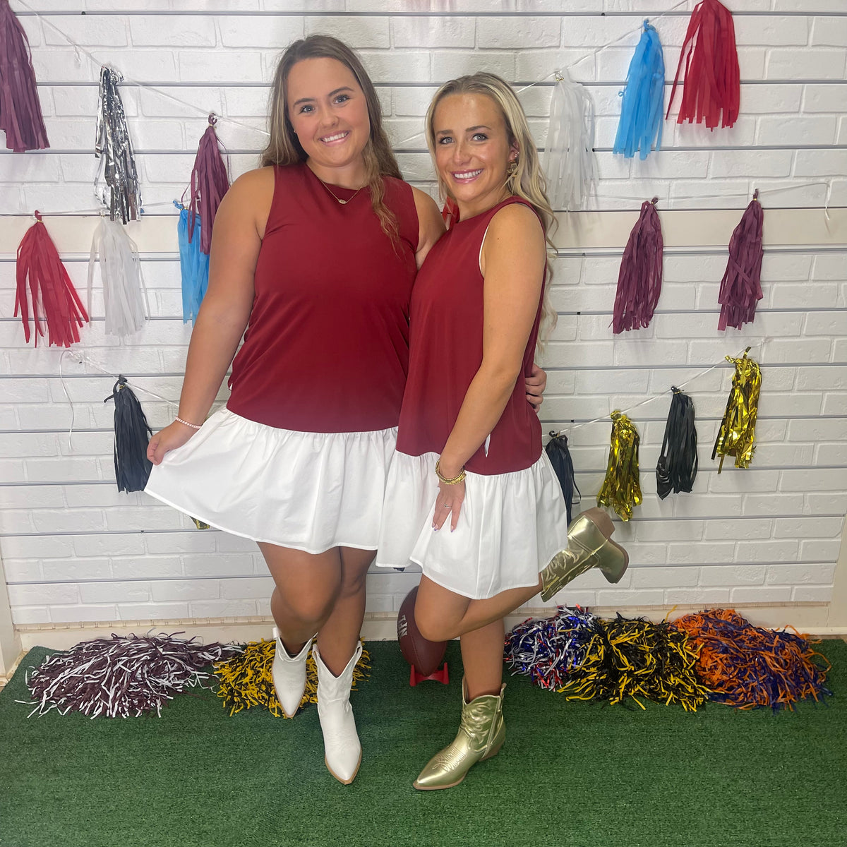 COLOR-BLOCK DROP WAIST DRESS