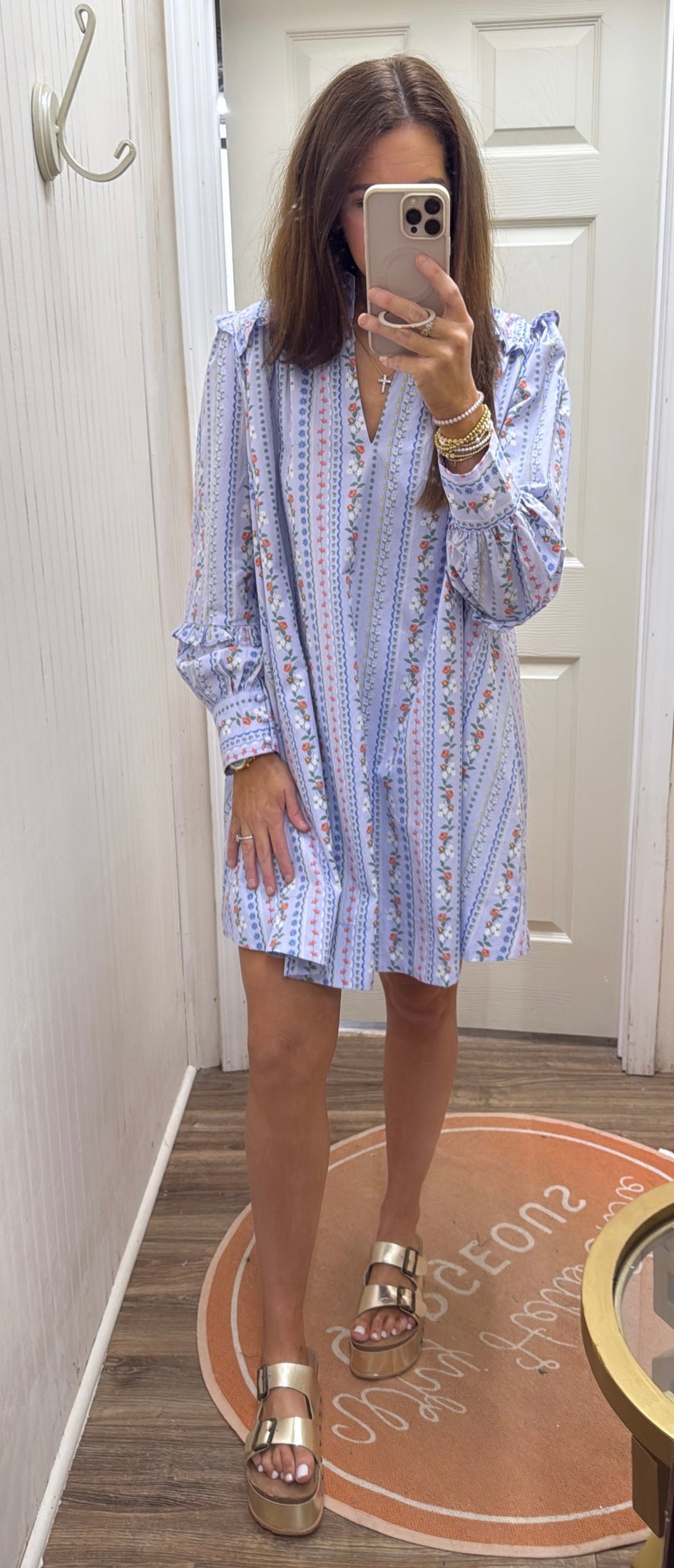 FRENCH FLORAL VINE RUFFLE DRESS