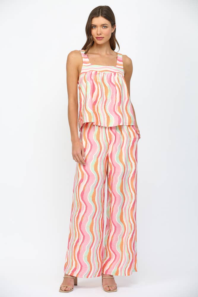 WAVY STRIPE SQUARE NECK TANK