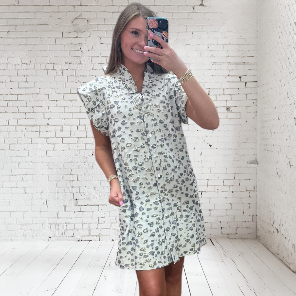 BLUE METALLIC ABSTRACT TEXTURE DRESS