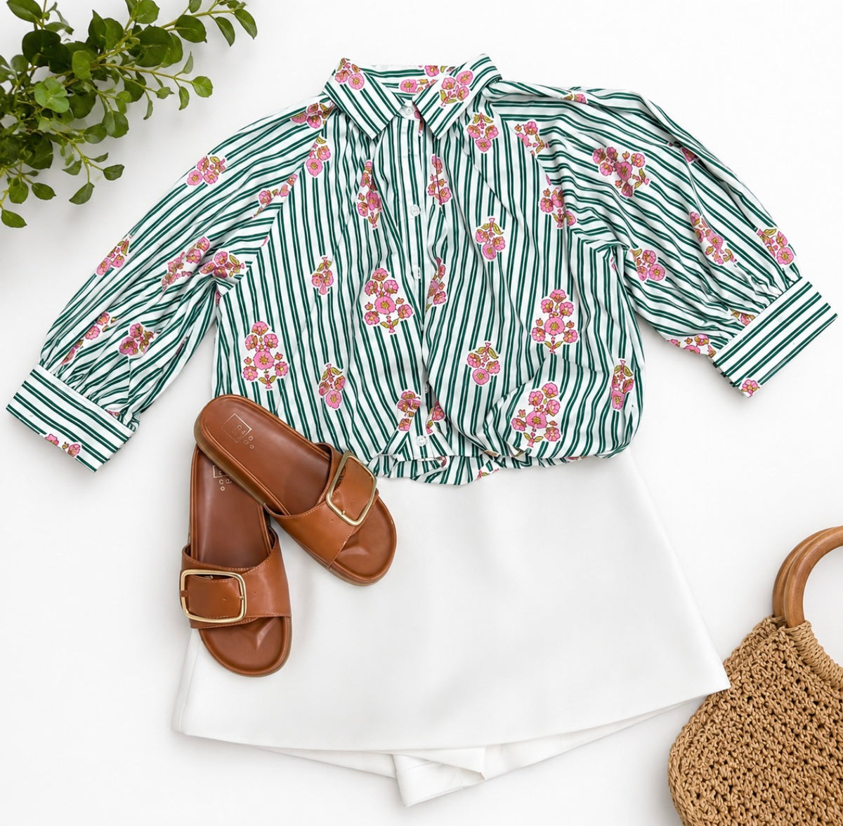 STRIPE FLORAL BUBBLE TOP