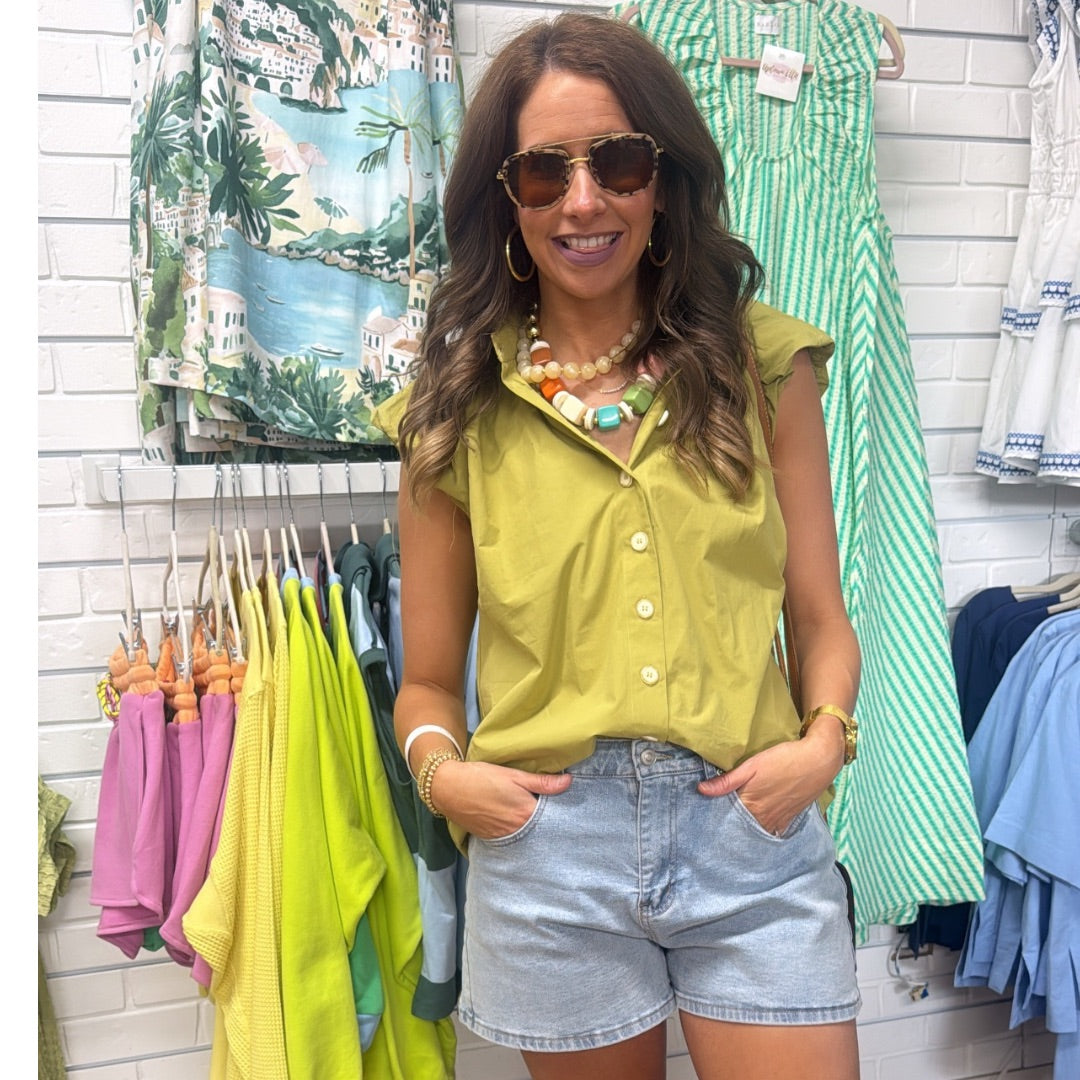 CITRINE BUBBLE POPLIN TOP