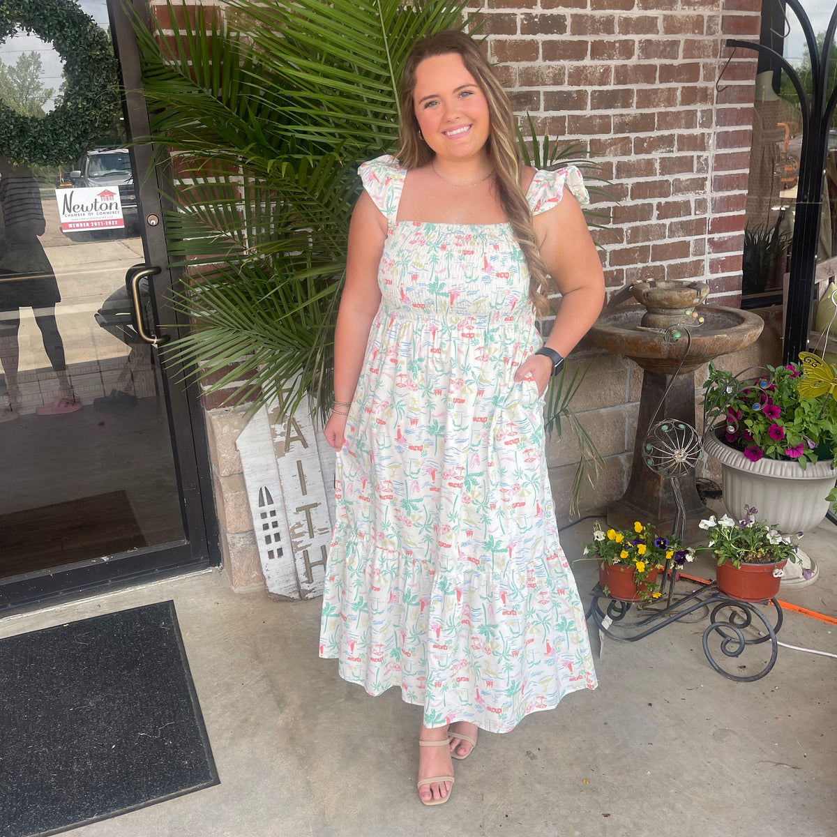 SEASHORE SMOCK TIER DRESS