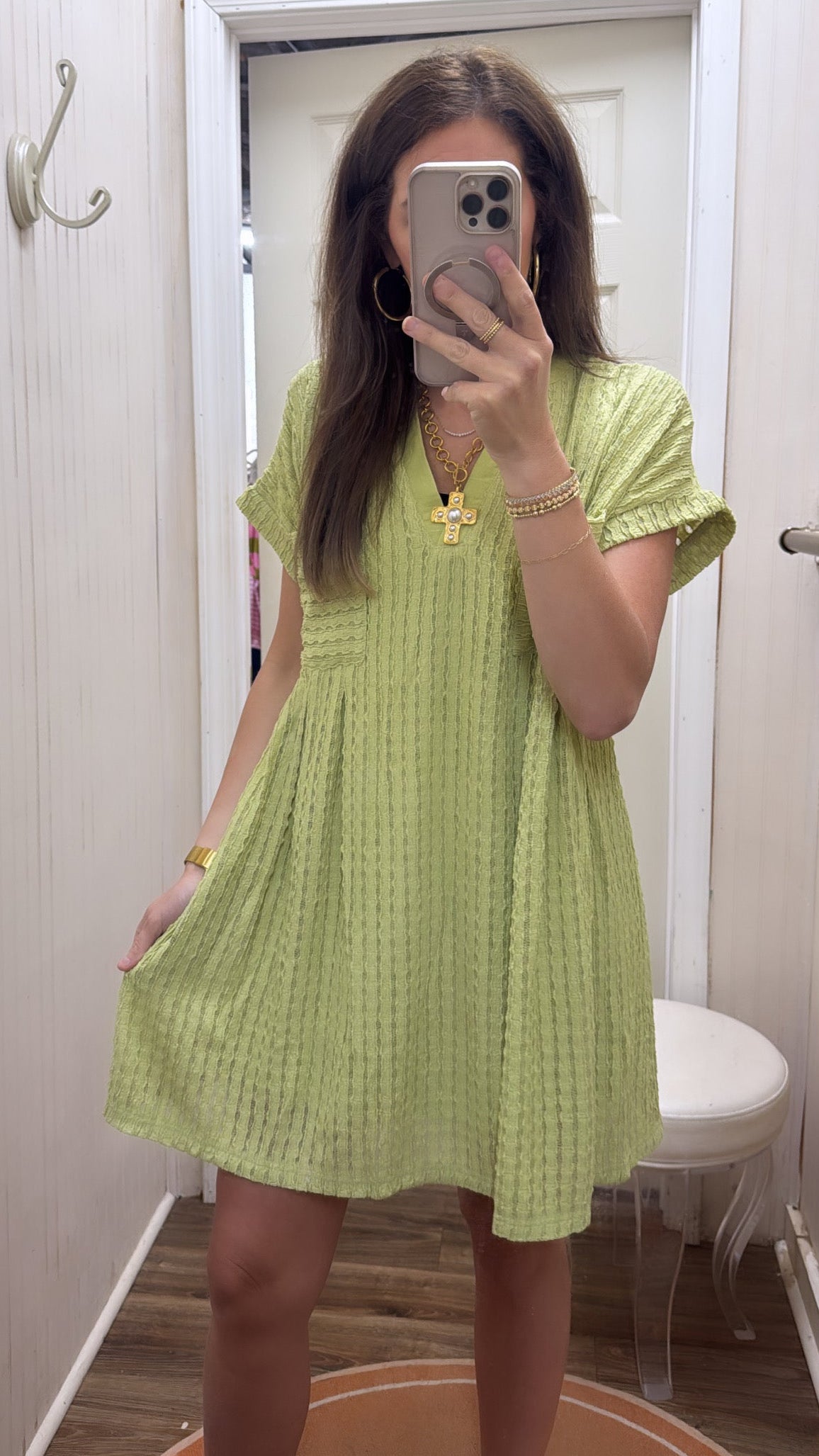TEXTURE PLEATED POCKET DRESS