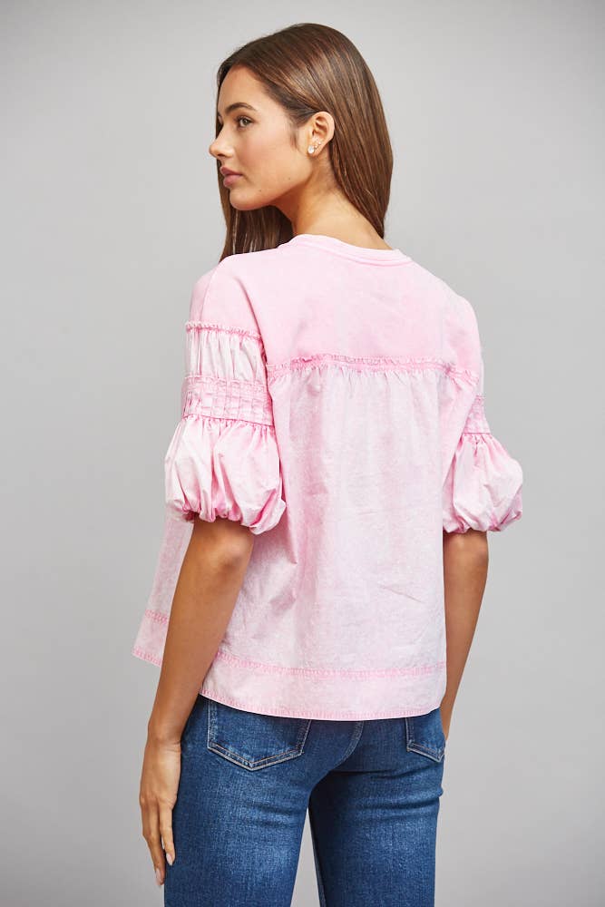 PRETTY IN PINK PUFF SLV TOP