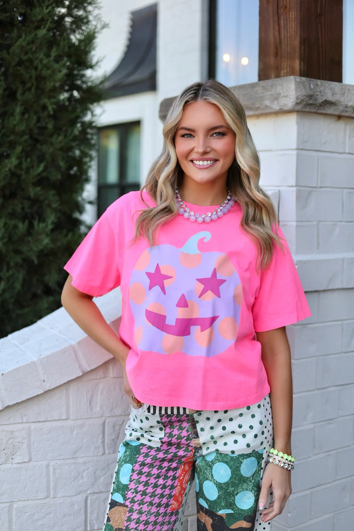 PINK POLKA DOT JACK-O-LANTERN TEE