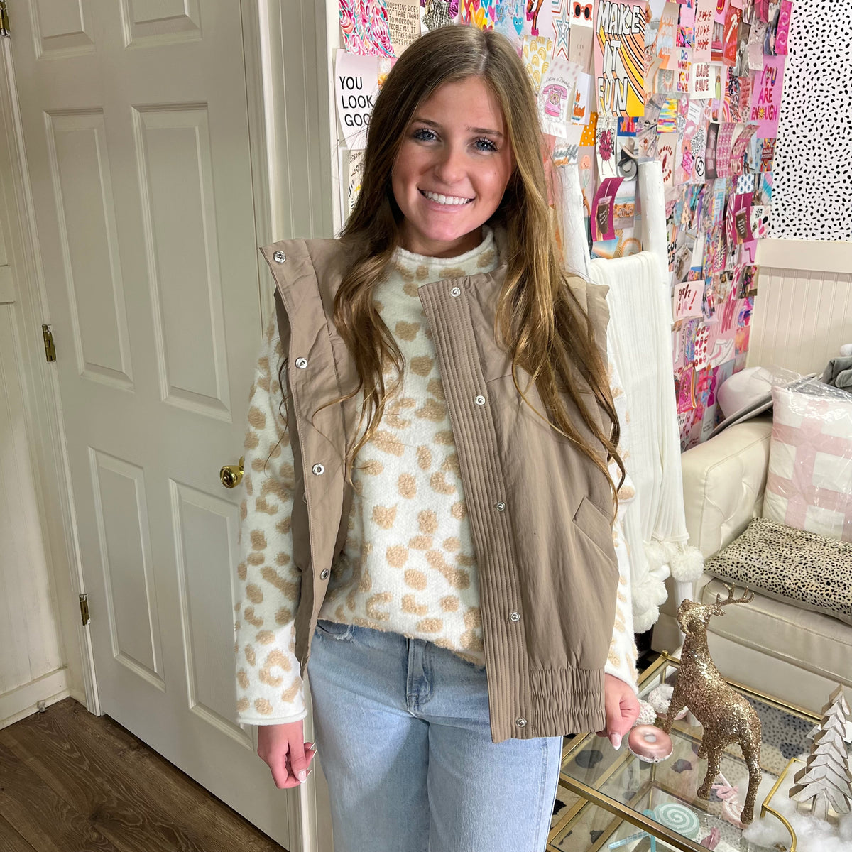 MOCHA SNAP PUFF VEST