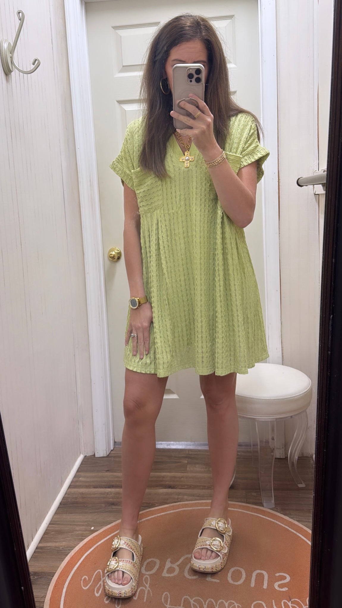 TEXTURE PLEATED POCKET DRESS