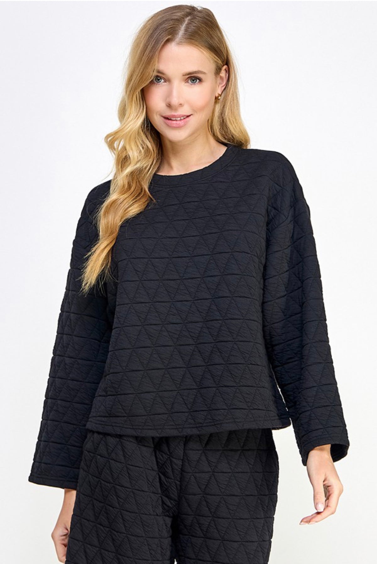 QUILTED LONG SLV TOP
