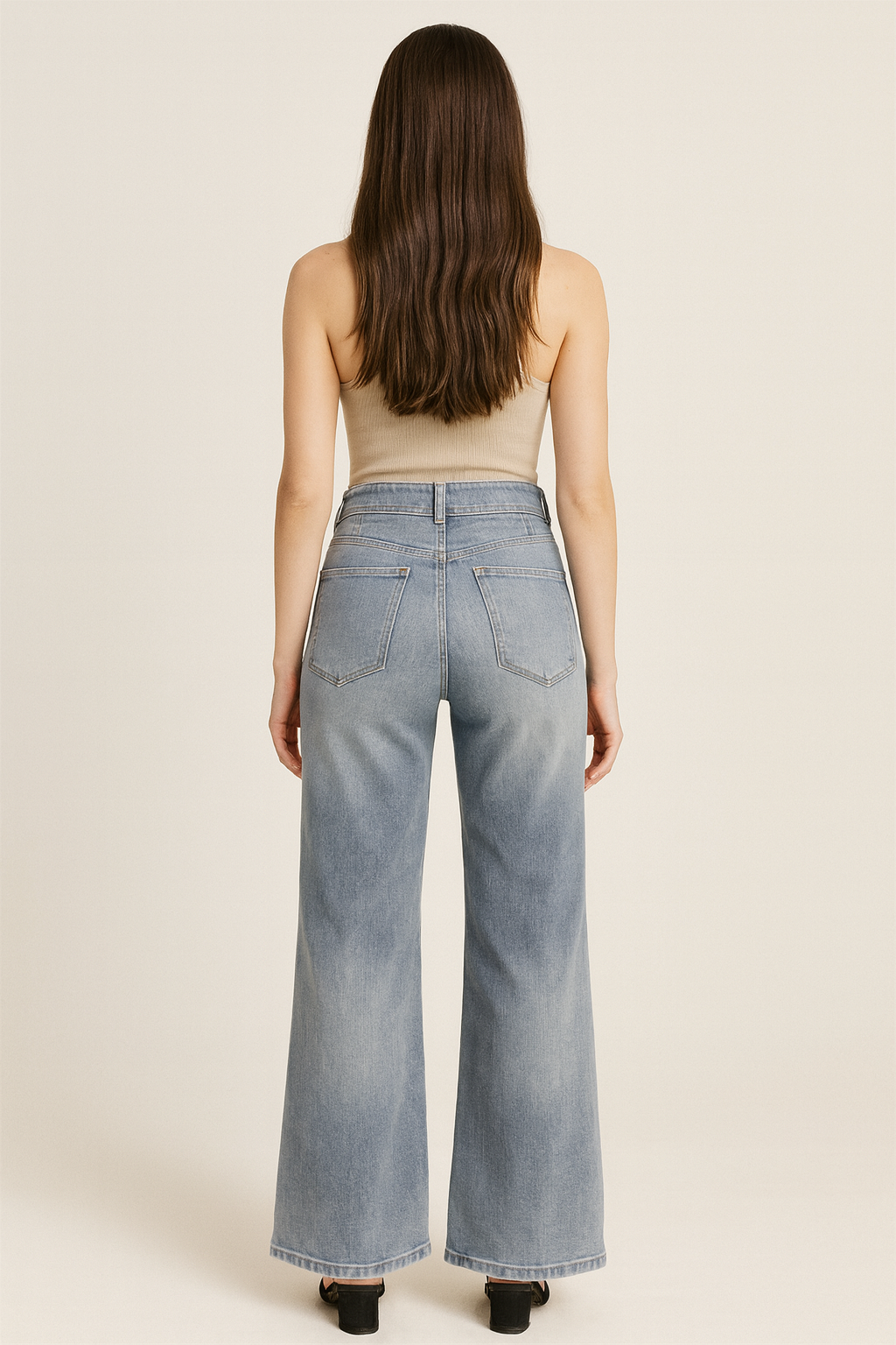 LIGHT WASH HI WAISTED WIDE LEG DENIM