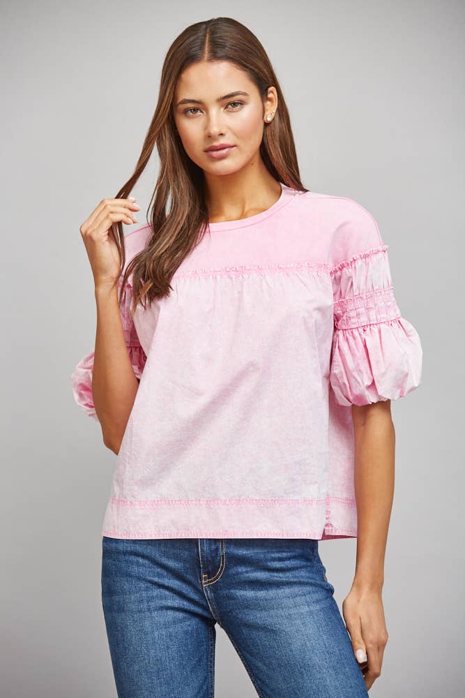 PRETTY IN PINK PUFF SLV TOP