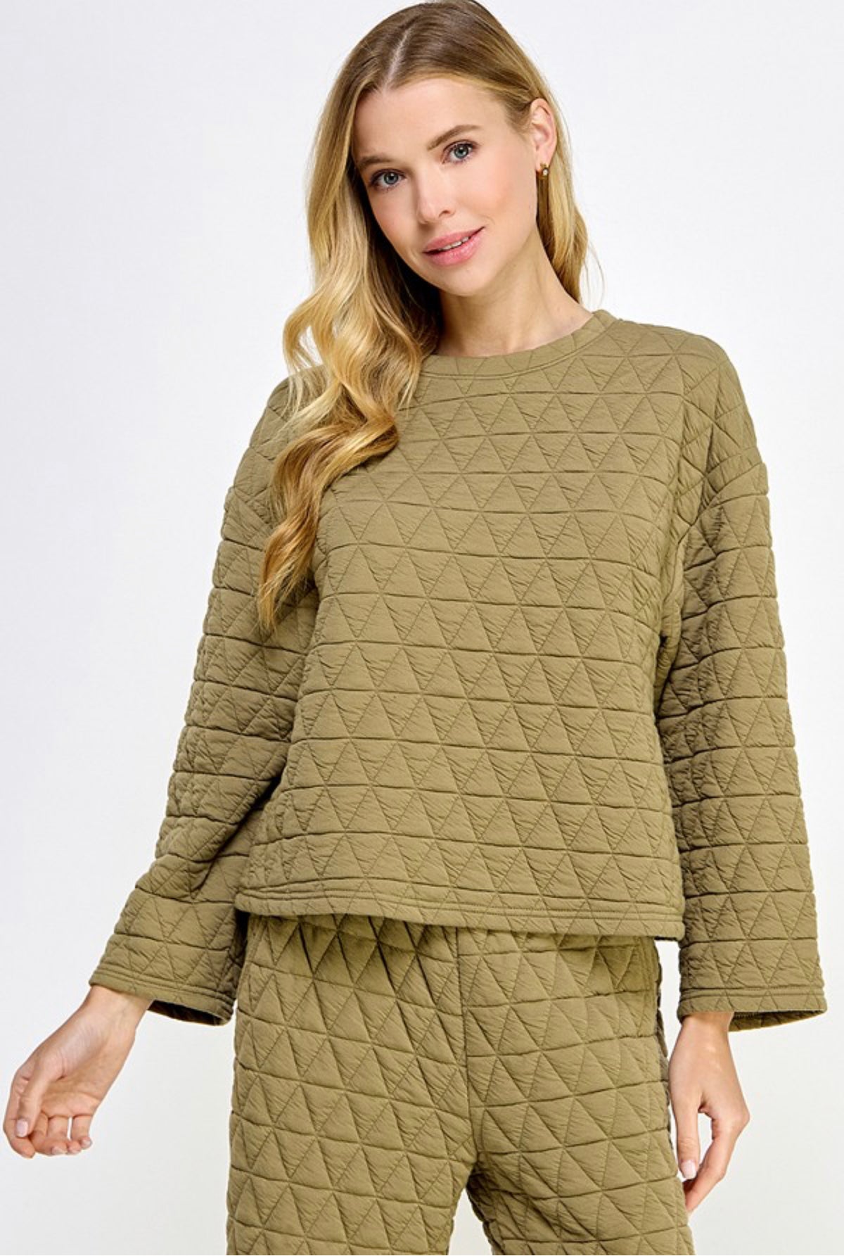 QUILTED LONG SLV TOP