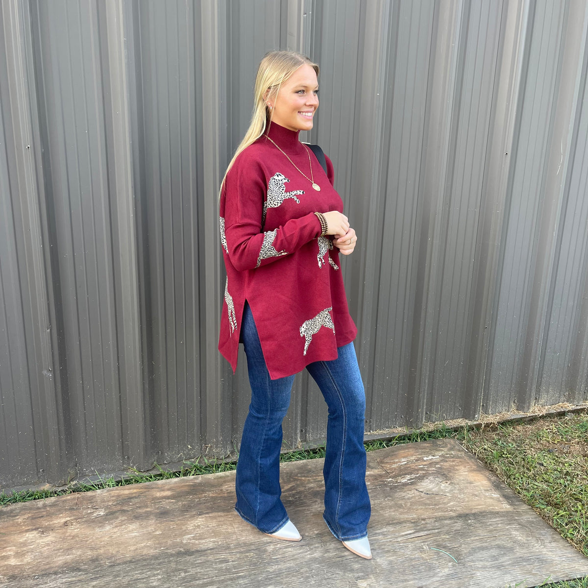 BURGUNDY CHEETAH SWEATER